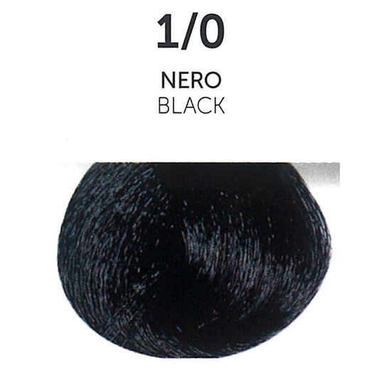 Perlacolor 1/0 Black Permanent Hair Dye 100 ml - Long-lasting color for salon treatments.