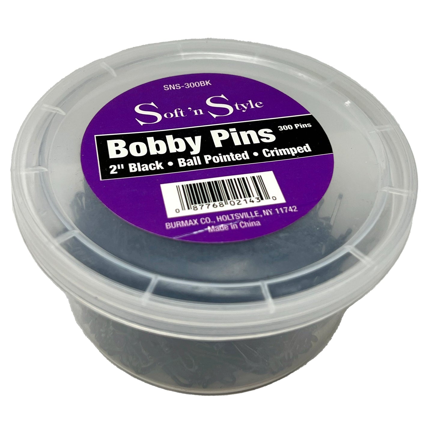 300 Bobby Pins | 2" | Ball Pointed | Crimped | SOFT N STYLE HAIR COLORING ACCESSORIES SOFT N STYLE Black