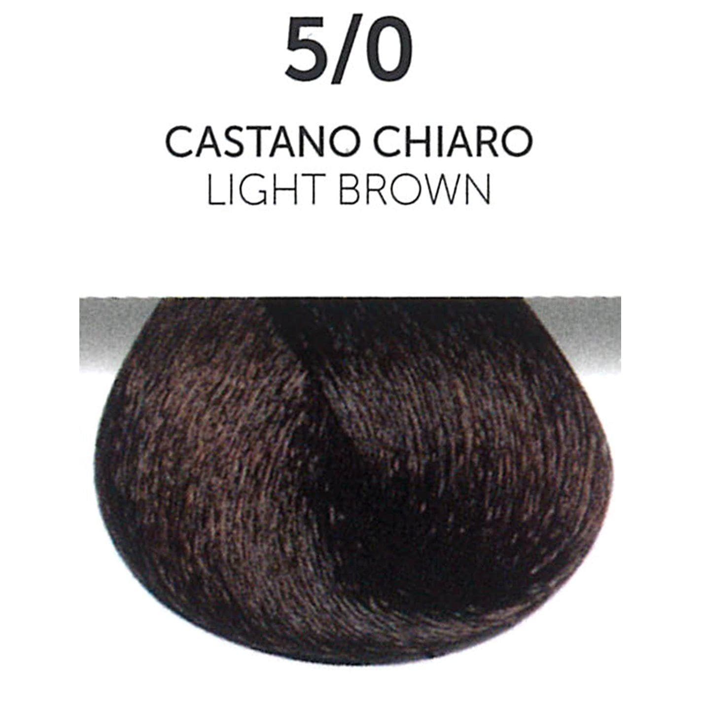 Perlacolor 5/0 Light Brown Permanent Hair Dye 100 ml - Long-lasting color for salon treatments.