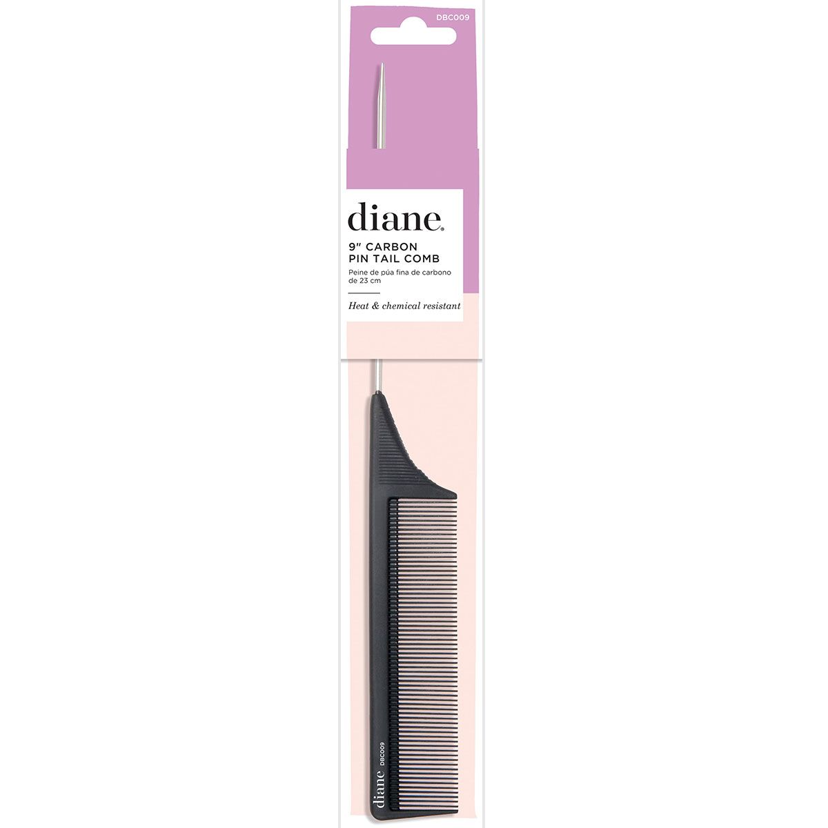 9" Carbon Pin Tail Comb | DBC009 | DIANE HAIR COLORING ACCESSORIES DIANE