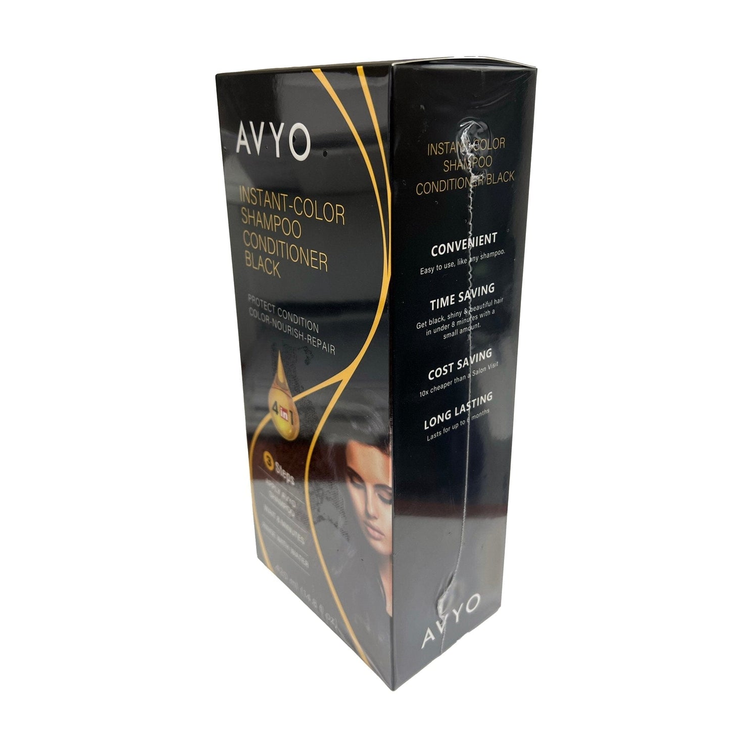 Black | Instant-Color Shampoo Conditioner | 4 in 1 | 420 mL | AVYO SHAMPOO AVYO