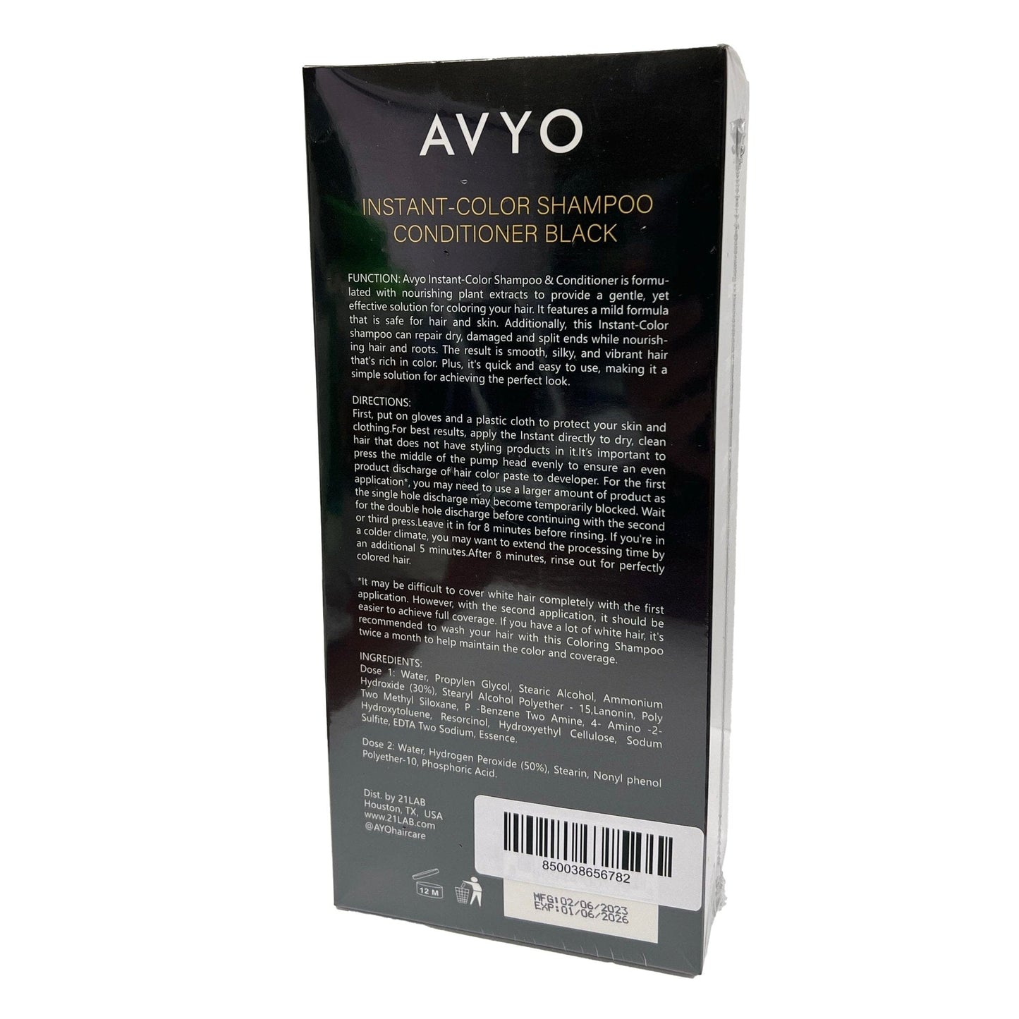 Black | Instant-Color Shampoo Conditioner | 4 in 1 | 420 mL | AVYO SHAMPOO AVYO
