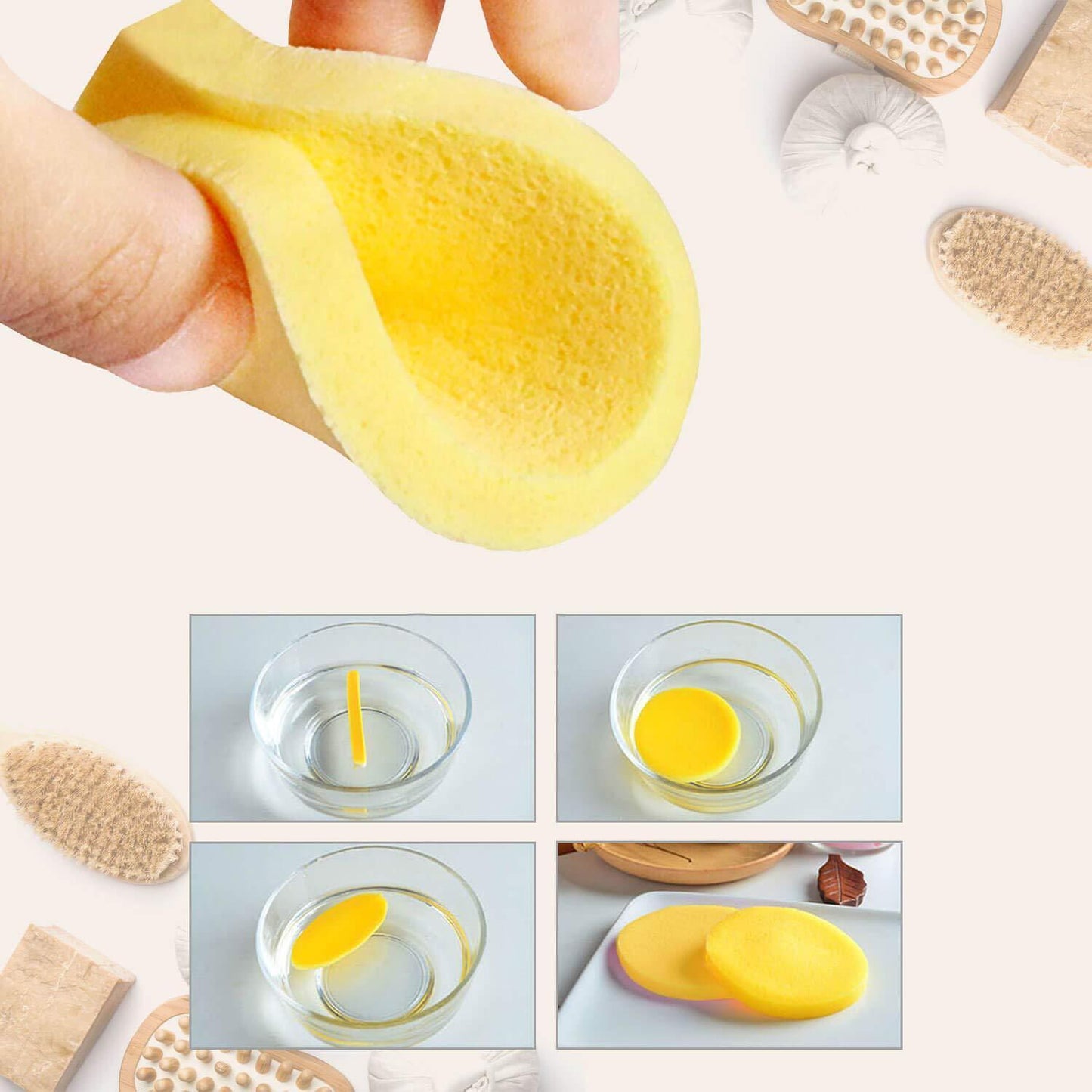 Compressed Facial Sponge | Yellow | 12 Pack | HOTLINE BEAUTY Spas HOTLINE BEAUTY 