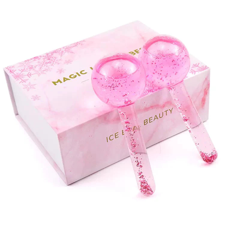 Cryotherapy Ice Globe | Pink | 2 PC | Cold Face Ice Balls for Skin Care | Daily Beauty Routines | NUDE U SPAS NUDE U