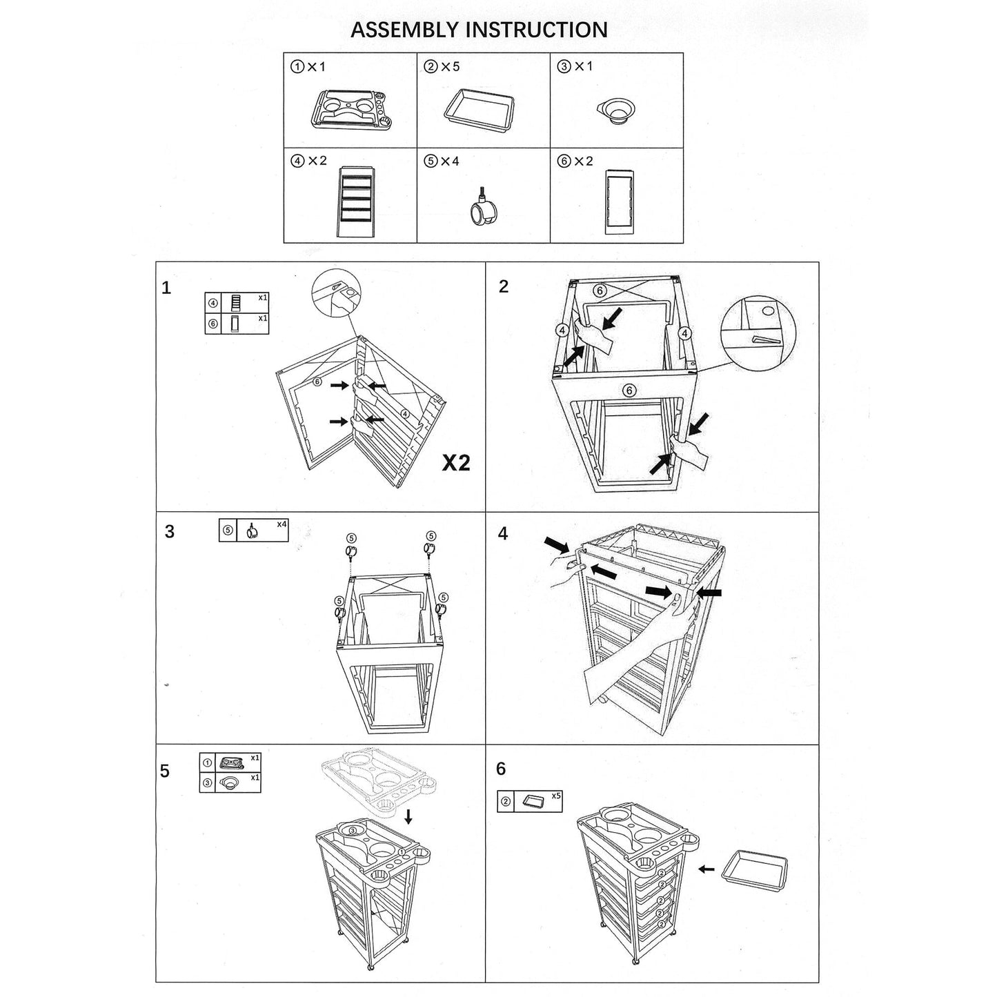 DK-38015 | Trolley Cart with 5 Drawers TROLLEY SSW 