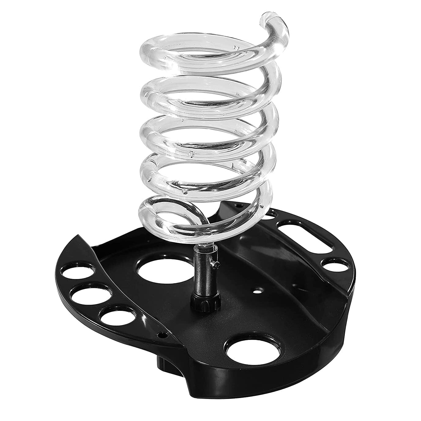 Hair Dryer Stand with Tray Acrylic and Two Spiral Holders | D0095-1S | Barber and Stylist Hair Salon Accessories HOTLINE BEAUTY 