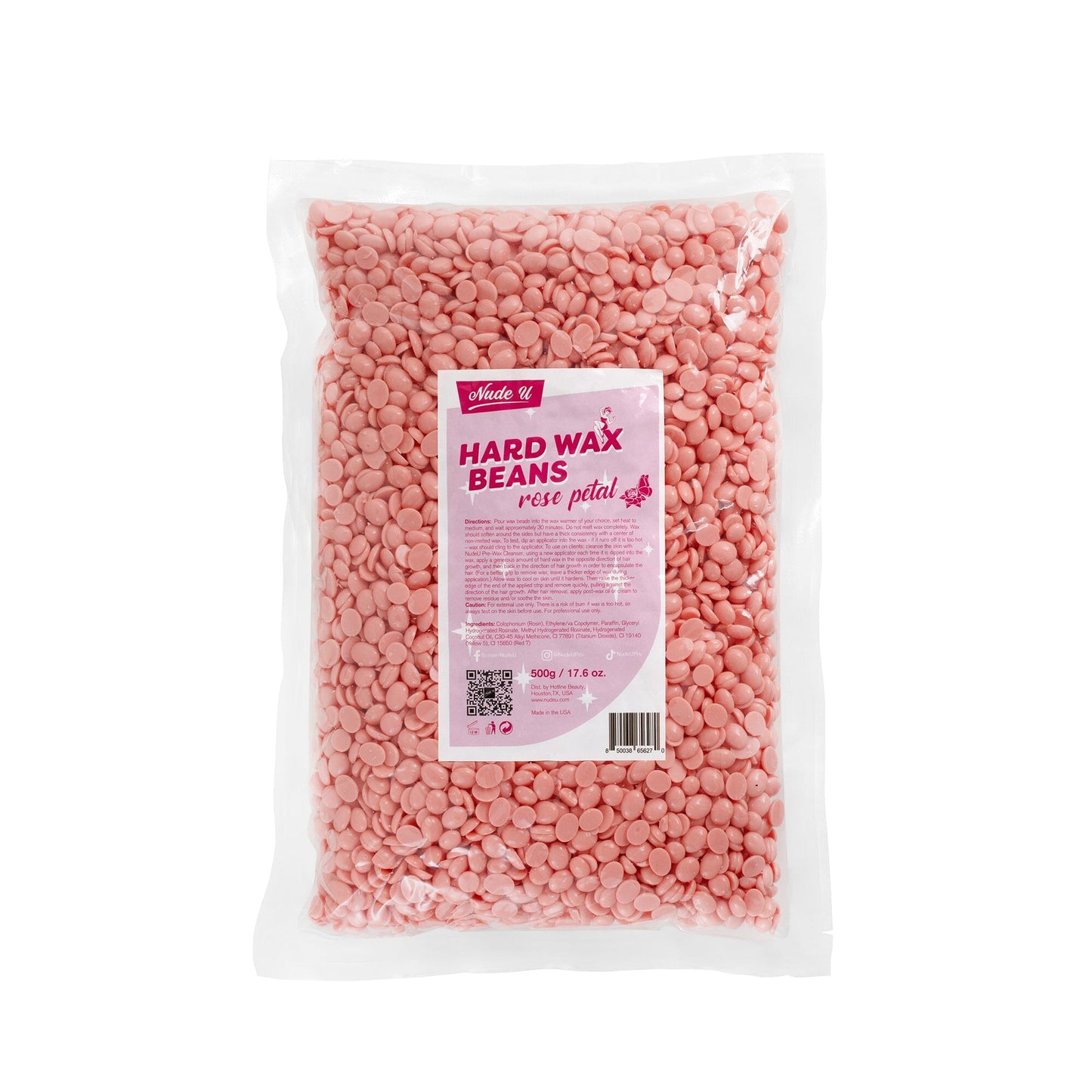 Hard Wax Beans | Rose Petal | NUDE U WAXING KITS & SUPPLIES NUDE U 17.6oz / 500g 