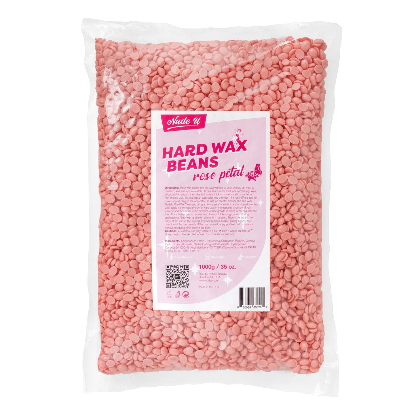 Hard Wax Beans | Rose Petal | NUDE U WAXING KITS & SUPPLIES NUDE U 35oz / 1000g