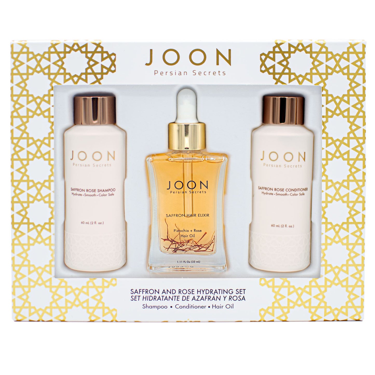 Image of Joon Saffron Rose Hydrating Set's packaging.