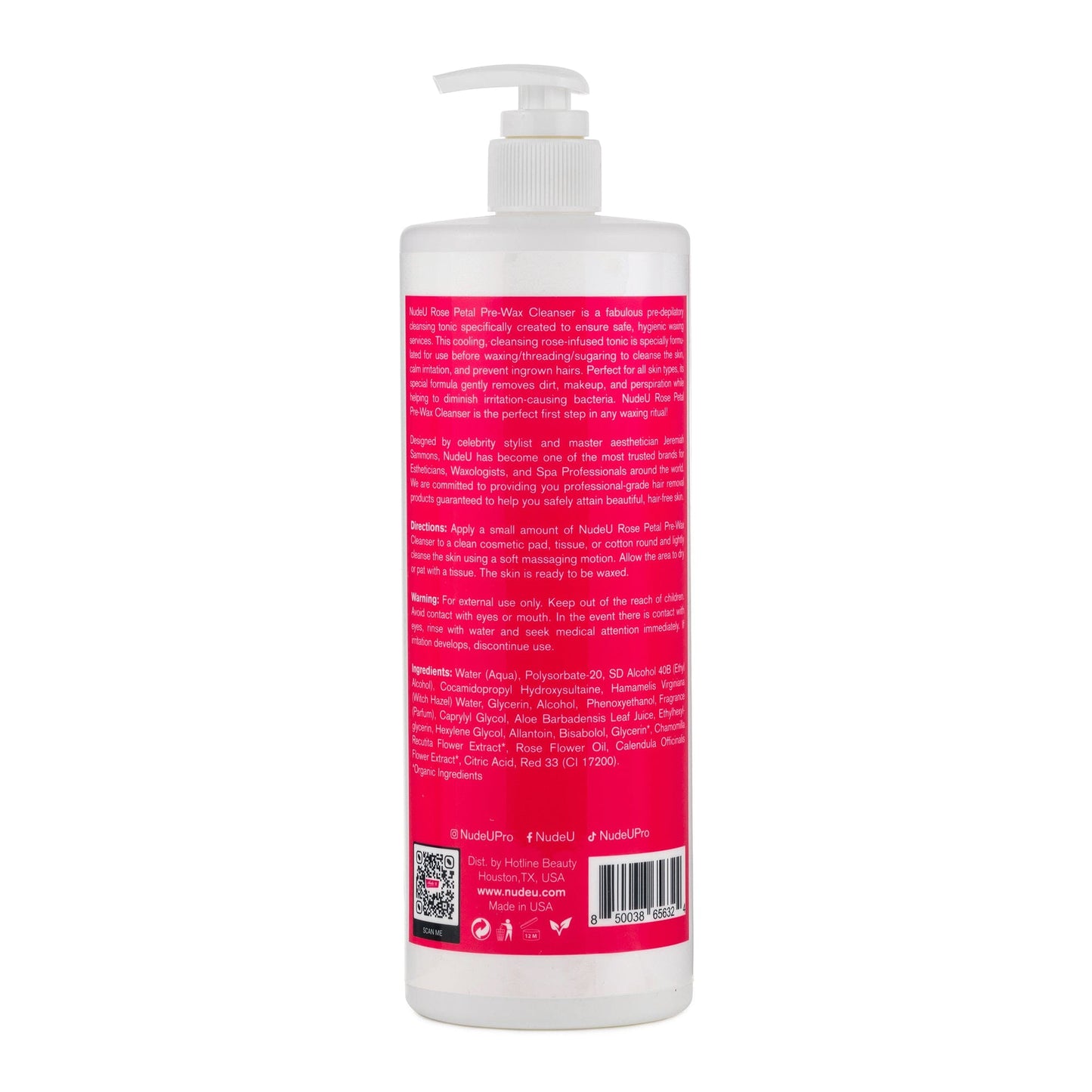 Rose Petal Cleanser | Post-Wax | 8.45 fl.oz. | NUDE U WAXING KITS & SUPPLIES NUDE U