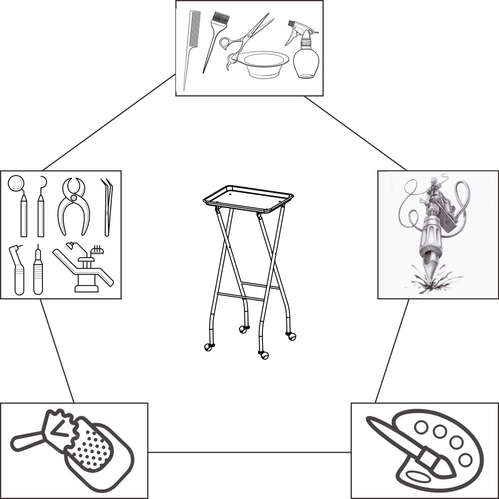 SF-001 | Professional Salon Folding Trolley/Tray/Cart on Wheels Hoists, Cranes & Trolleys SSW 