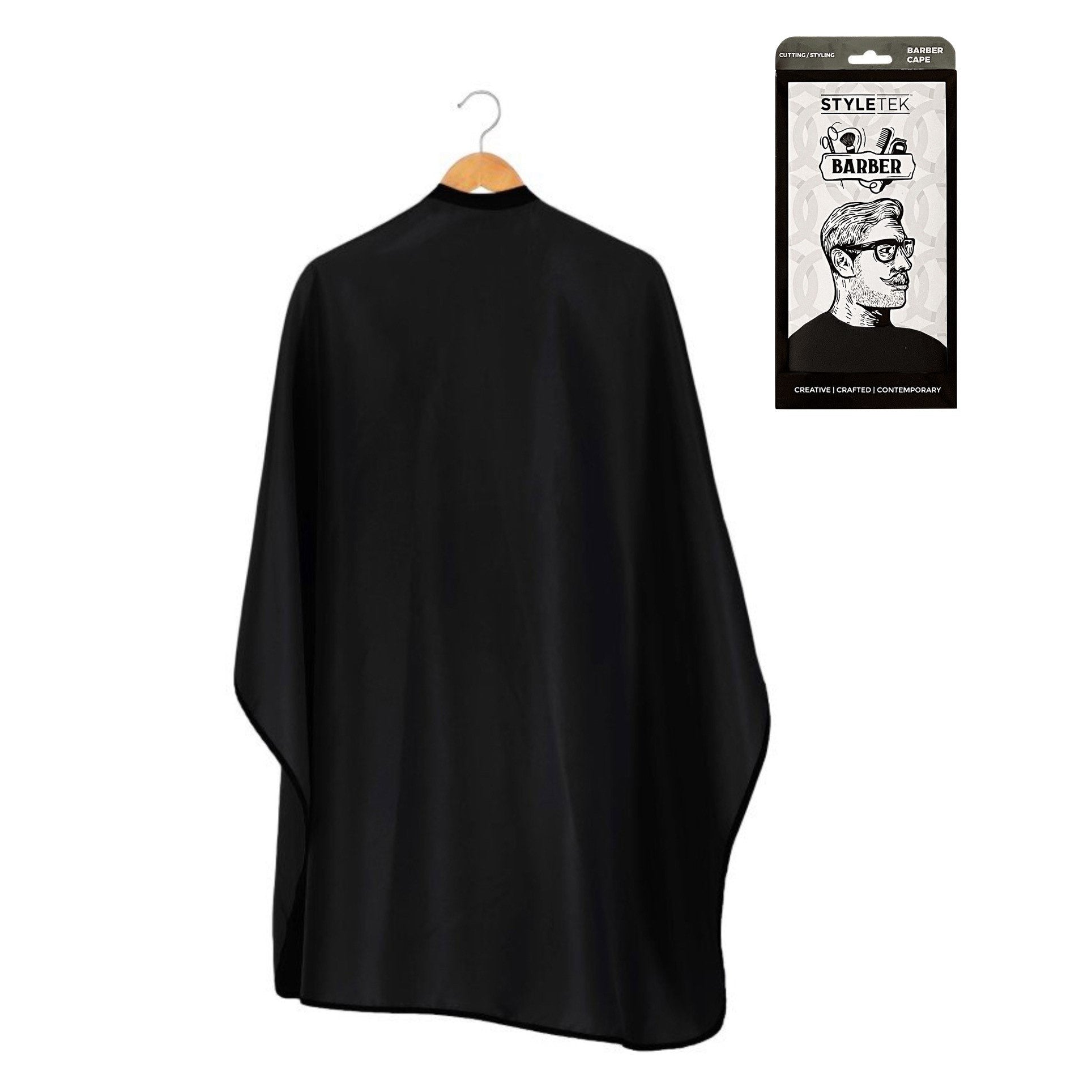 Solid Black | BARBER CAPE | STYLETEK Hairdressing Capes & Neck Covers STYLETEK