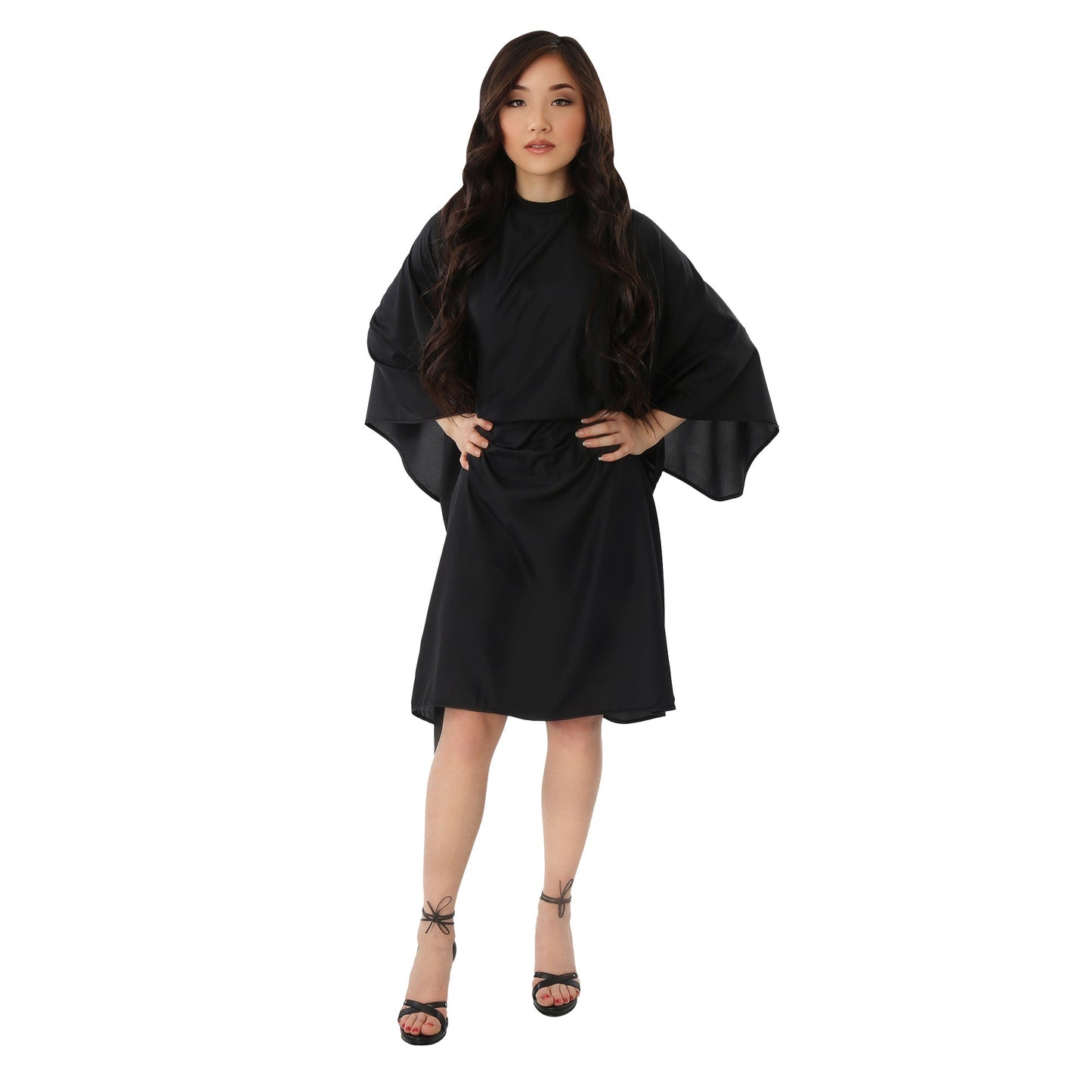 Solid Black Cutting Cape | Lightweight Nylon | SALON CAPE | STYLETEK Hairdressing Capes & Neck Covers STYLETEK