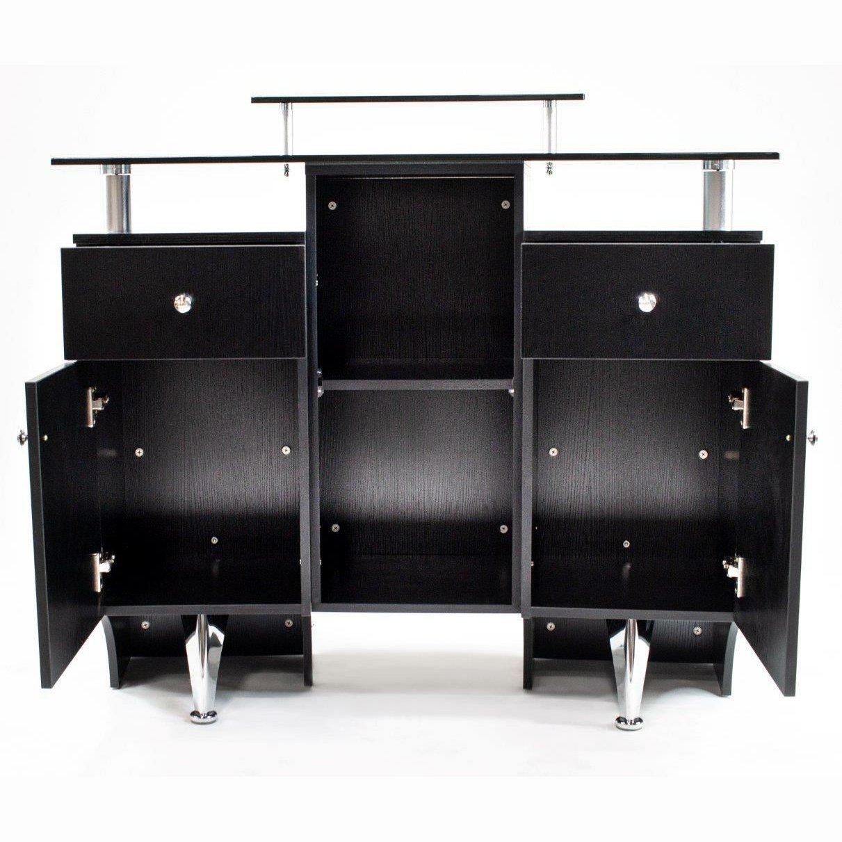 Image showing from behind the SSW DP-3313 reception desk with drawers and cabinet doors open.