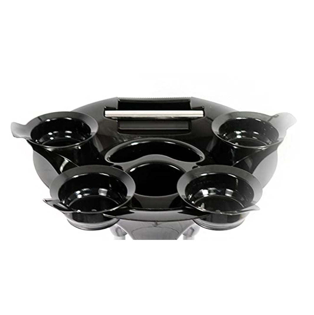 T0144-C | Tray with 4 Bowls | Beauty Salon Trolley Black | Portable Utility Cart | Hair Salon Accessories Tray SSW
