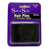100 Bobby Pins | 2" | Ball Pointed | Crimped | SOFT N STYLE HAIR COLORING ACCESSORIES SOFT N STYLE Black 