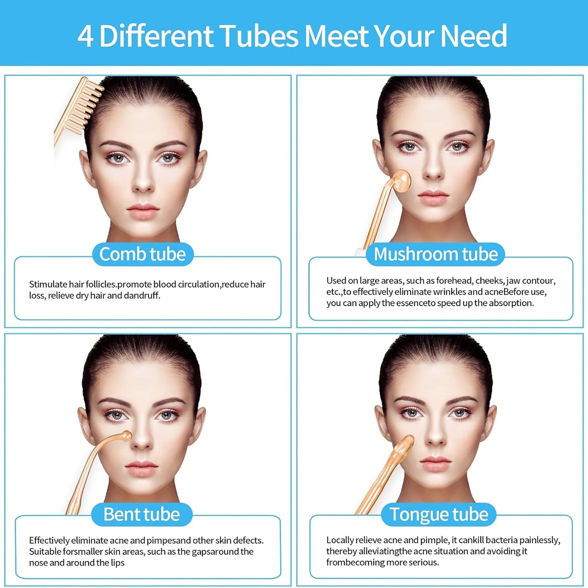 4-in-1 Rejuvenation System utilizes different kinds of tubes to meet your needs. 