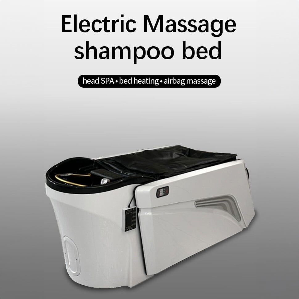 A029 | Korean Japanese Head Spa Massage Shampoo Bed | White - Black Fabric | Water Circulation Ring | Shampoo Unit | SSW SHAMPOO UNITS AND CABINETS SSW 