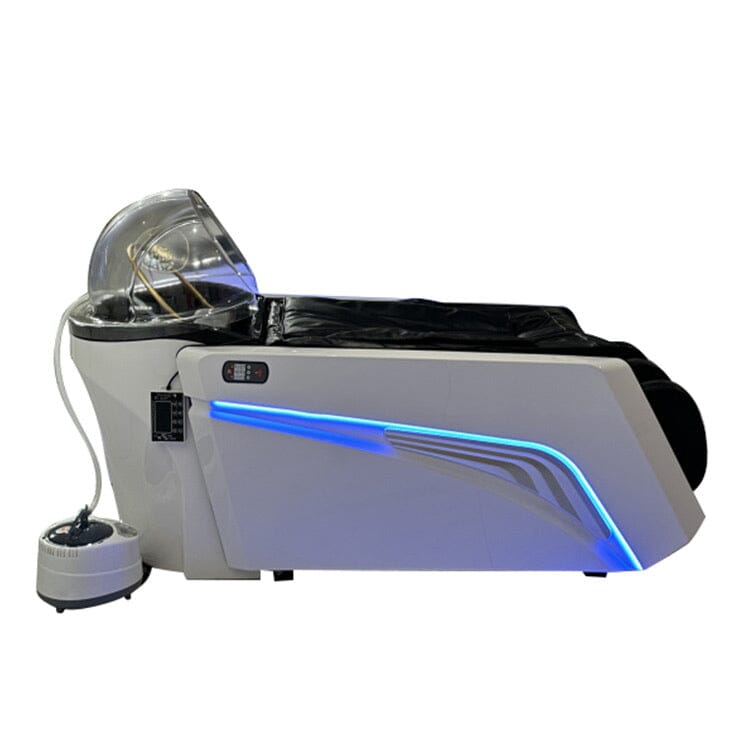 A029 | Korean Japanese Head Spa Massage Shampoo Bed | White - Black Fabric | Water Circulation Ring | Shampoo Unit | SSW SHAMPOO UNITS AND CABINETS SSW 
