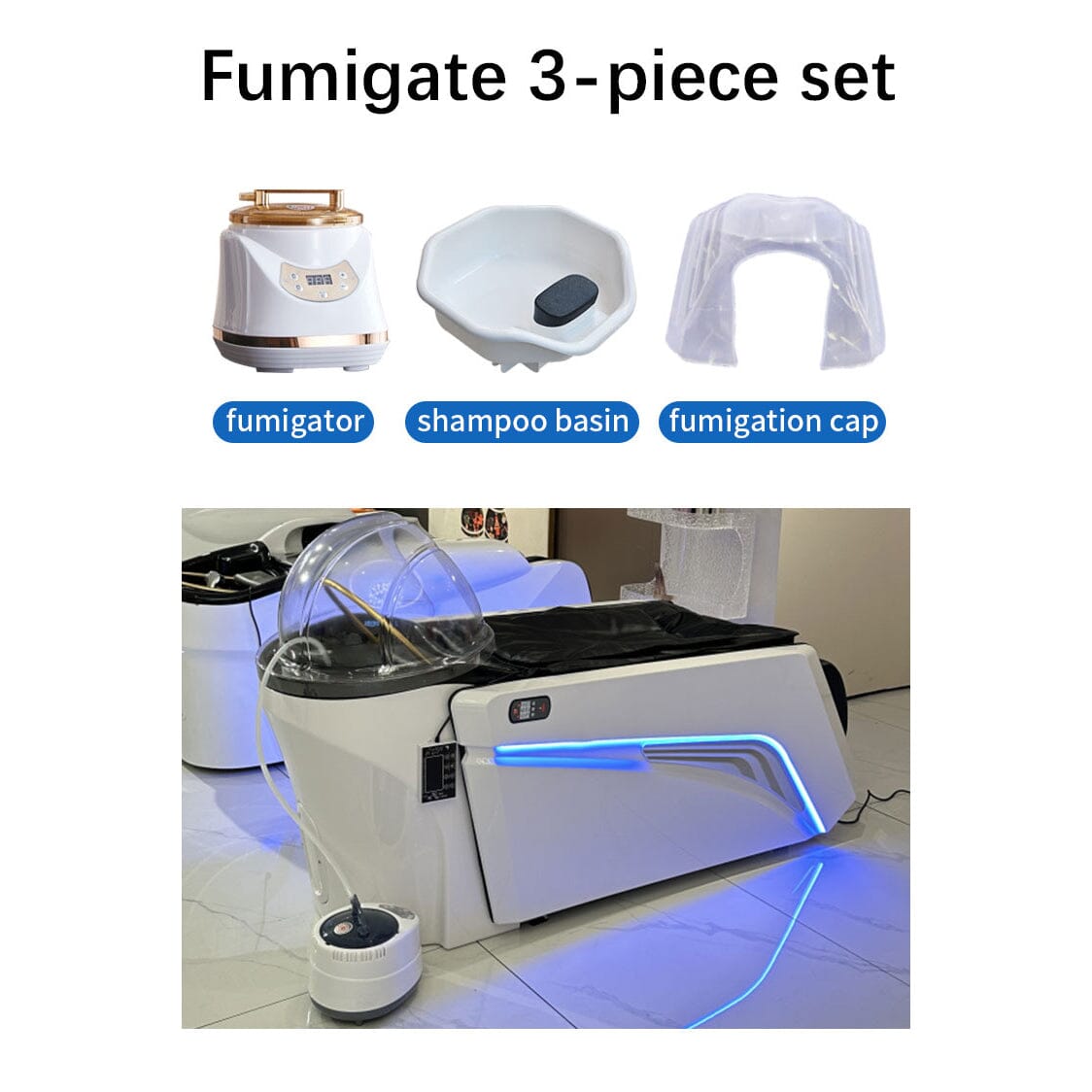 A029 | Korean Japanese Head Spa Massage Shampoo Bed | White - Black Fabric | Water Circulation Ring | Shampoo Unit | SSW SHAMPOO UNITS AND CABINETS SSW 