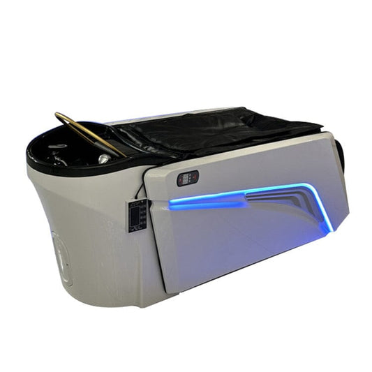 A029 | Korean Japanese Head Spa Massage Shampoo Bed | White - Black Fabric | Water Circulation Ring | Shampoo Unit | SSW SHAMPOO UNITS AND CABINETS SSW 