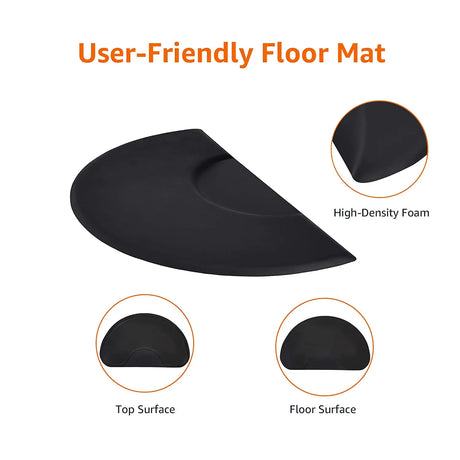 Anti-Fatigue Floor Mat | Black | Semi Circle | 7/8 in. Thick FLOOR MAT SSW 