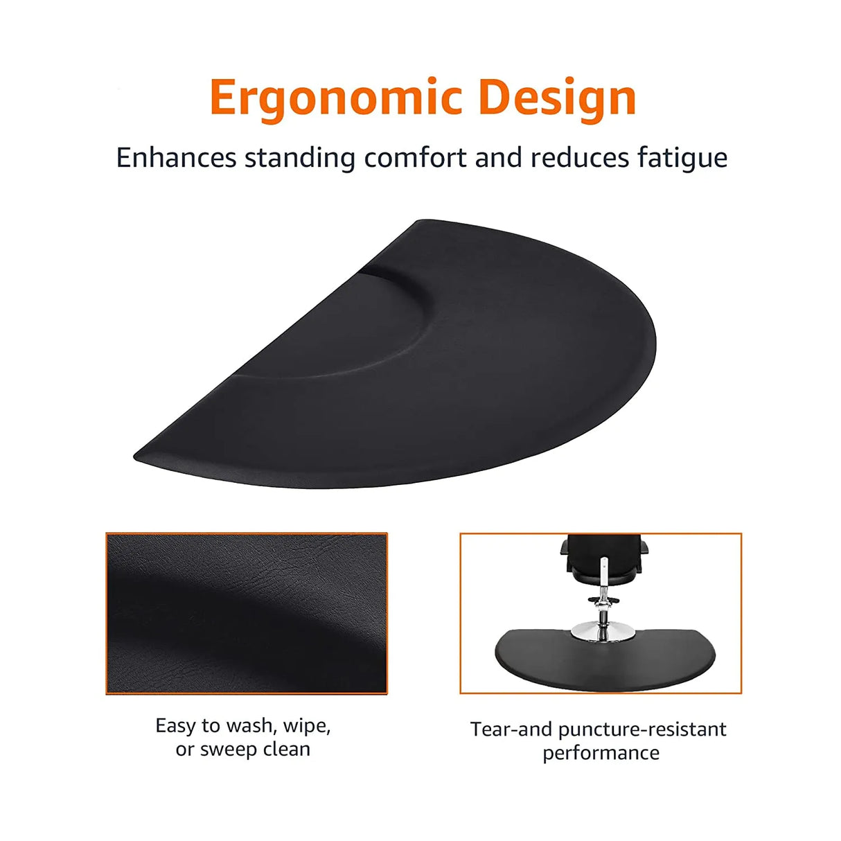 Anti-Fatigue Floor Mat | Black | Semi Circle | 7/8 in. Thick FLOOR MAT SSW 