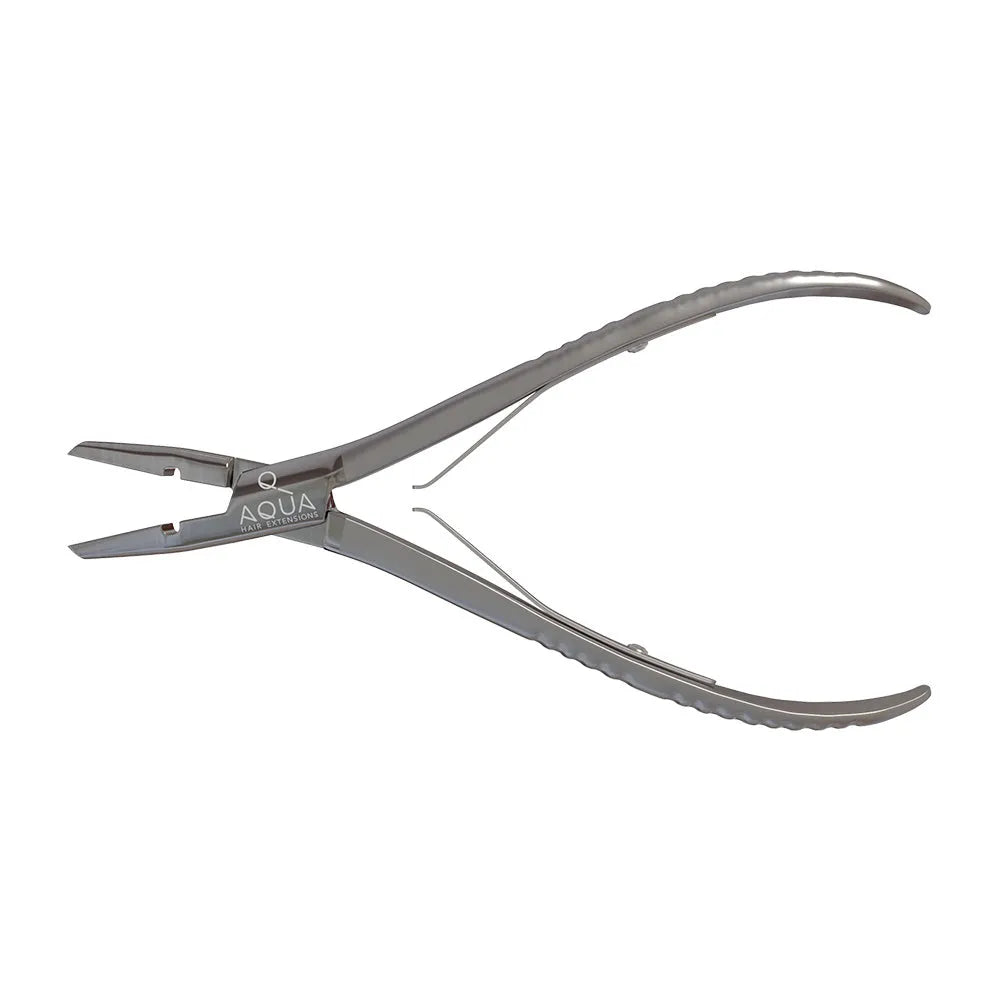 Pair of gray pliers with 'Aqua' branding on a white background