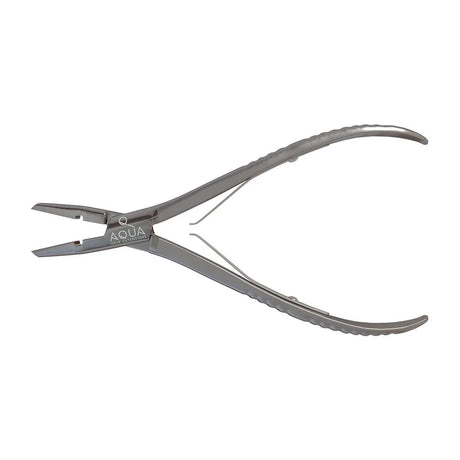 Pair of gray pliers with 'Aqua' branding on a white background