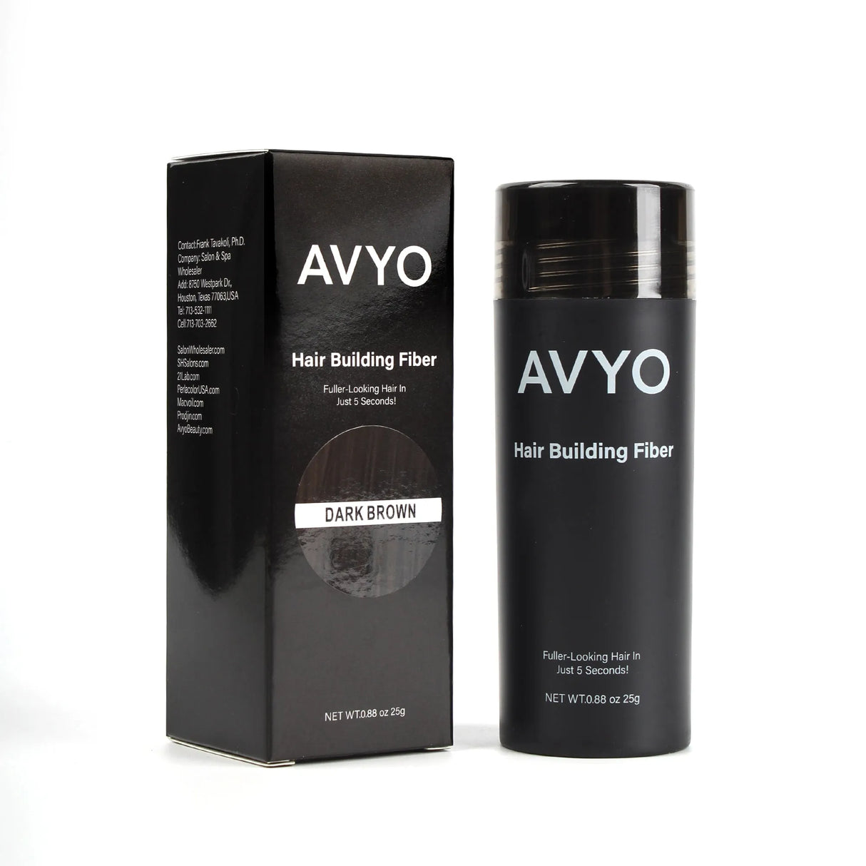 Main image of the AVYO Dark Brown Hair Building Fibers. 
