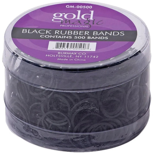 Black Hair Rubber Bands | 500 Bands | GM-00500 | GOLD MAGIC HAIR COLORING ACCESSORIES SOFT N STYLE 