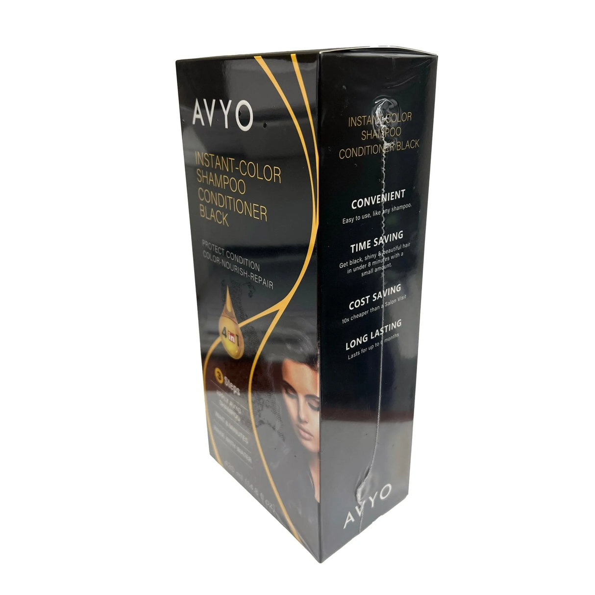Black | Instant-Color Shampoo Conditioner | 4 in 1 | 420 mL | AVYO SHAMPOO AVYO 