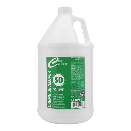 Image of the 1 gallon bottle of Color Capture 30 Volume Cream Developer. 