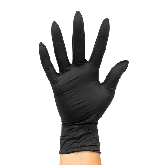Main image of the Colortrak Black Nitrile Disposable Gloves. 