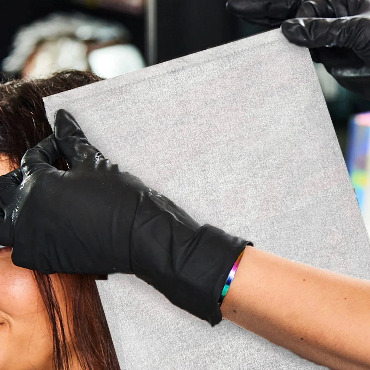 Lifestyle image of the Colortrak Silver Extra Wide Pop Up Foil Sheets - 500 Count, 9 in. x 11 in.