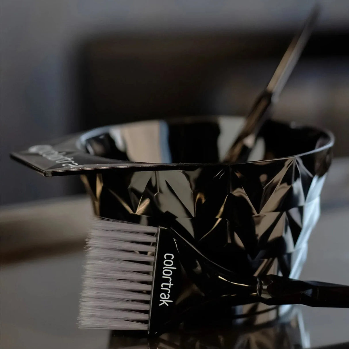 Lifestyle image of the Colortrak XL Black Diamond Color Mixing Bowl. 