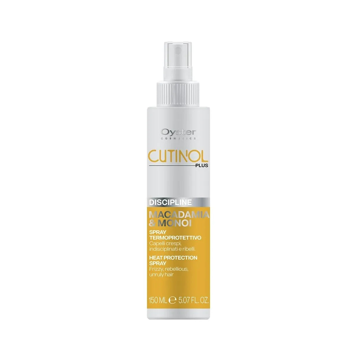 Image of the 150 milliliter bottle of Cutinol Plus Discipline Heat Protection Spray. 