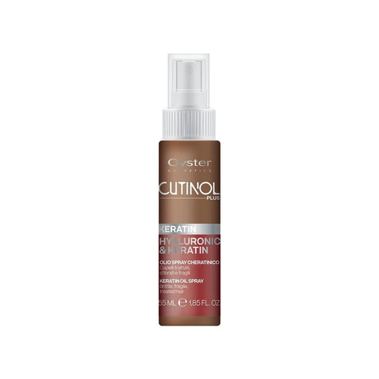 Image of the 55 milliliter bottle of Cutinol Plus Keratin Oil Spray. 