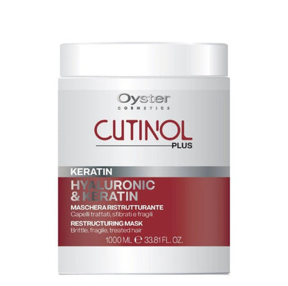 Image of the 1000 milliliter bottle of Cutinol Plus Keratin Restructuring Mask. 