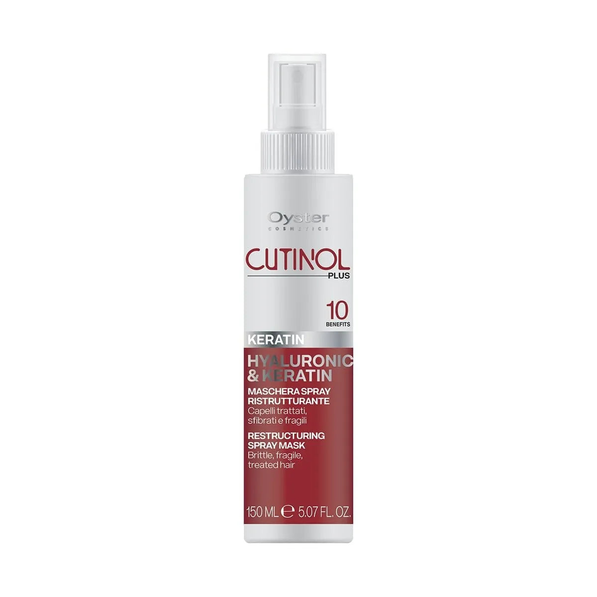 Image of the 150 milliliter bottle of Cutinol Plus Keratin Restructuring Spray Mask.