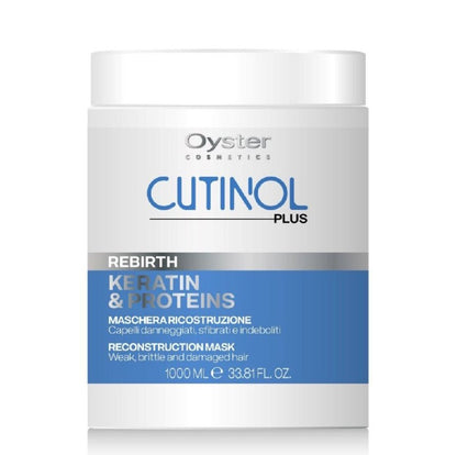 Image of the 1000 milliliter bottle of Cutinol Plus Keratin Restructuring Mask. 