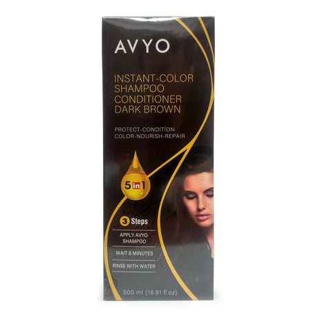 Dark Brown | Instant-Color Shampoo Conditioner | 5 in 1 | 500 mL - 16.91 fl.oz. | AVYO SHAMPOO AVYO 
