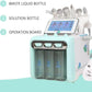 Hydrafacial Machine features waste liquid bottle, solution bottle, and operation board.