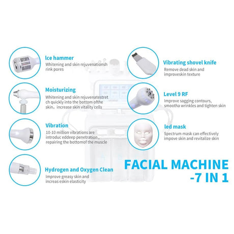 Full set of accessories that come with the SSW Professional Hydrafacial Machine, including handpieces and tubing.