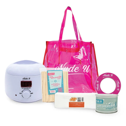 NudeU Intro to Soft Wax Kit - Professional waxing set for smooth hair removal