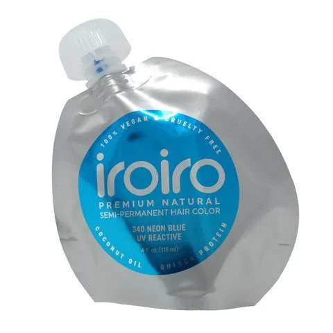 Iroiro 340 Neon Blue Semi-Permanent Hair Color – Vibrant, Vegan, and Easy to Apply