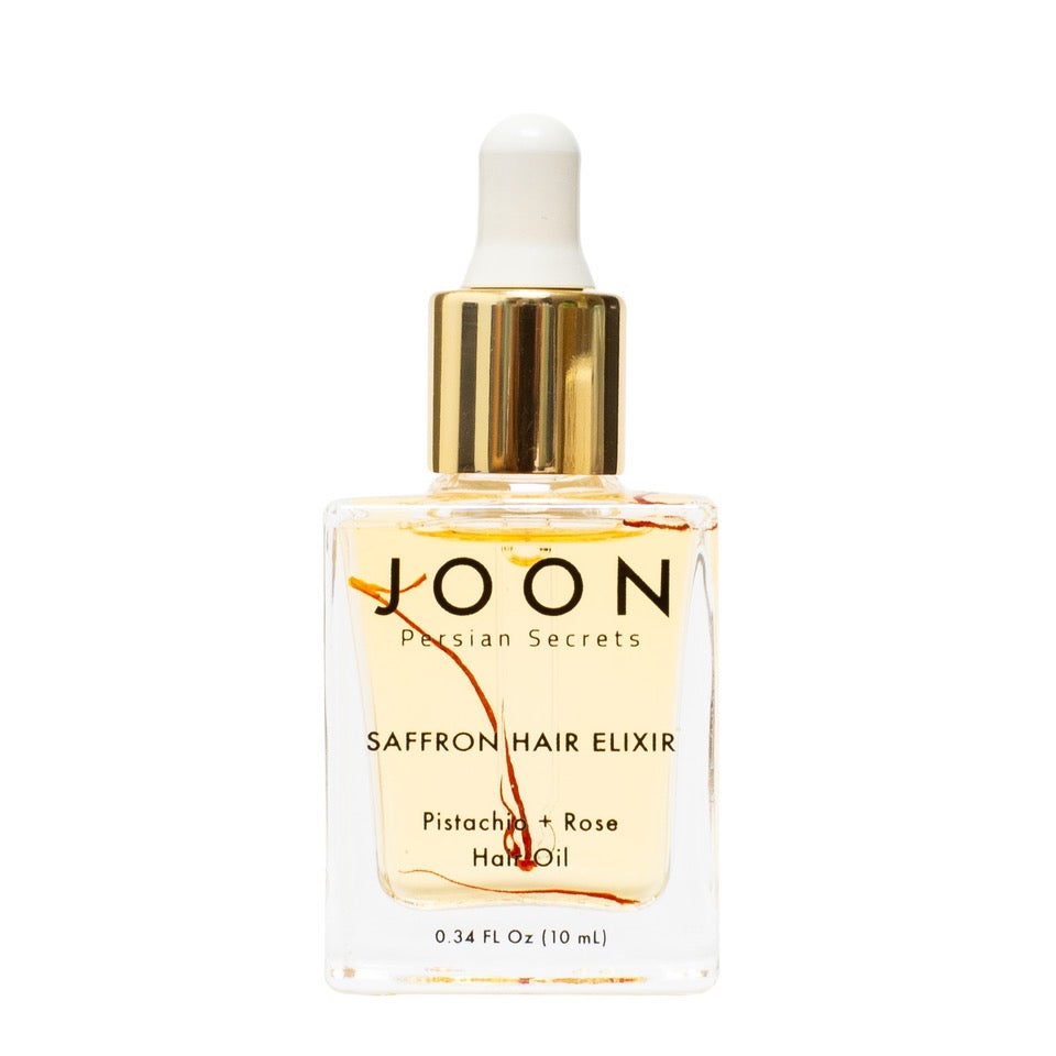 Image of Joon Saffron Hair Elixir in a 0.34-fluid ounce bottle.