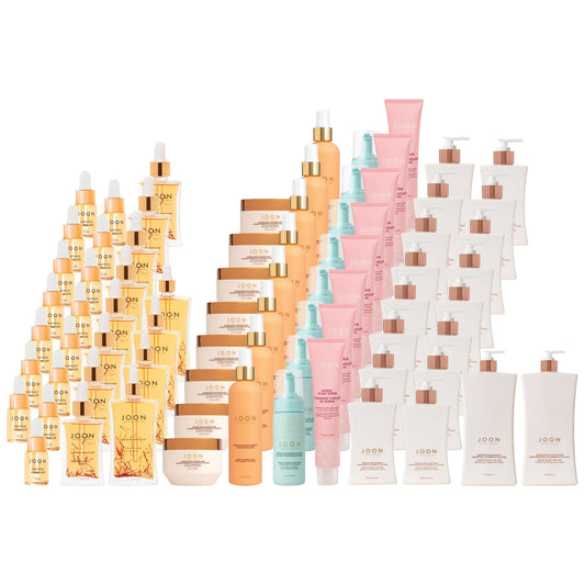 Main image displaying every item that comes in the JOON Salon Intro Kit. 