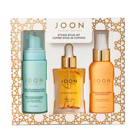 JOON hair care product set with three bottles in a decorative box