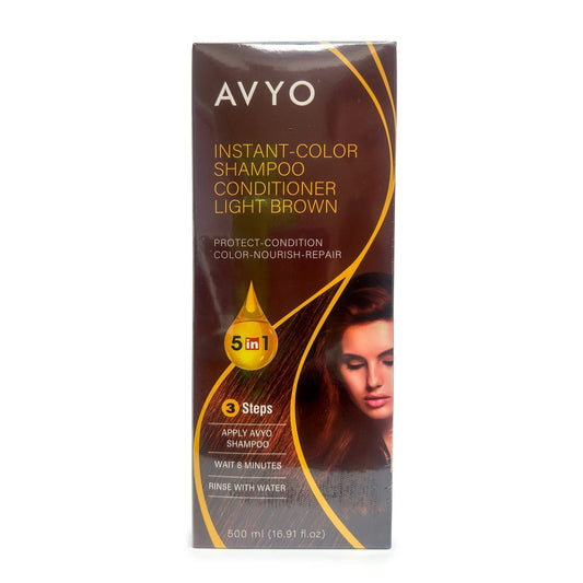 Light Brown | Instant-Color Shampoo Conditioner | 5 in 1 | 500 mL - 16.91 fl.oz. | AVYO SHAMPOO AVYO 